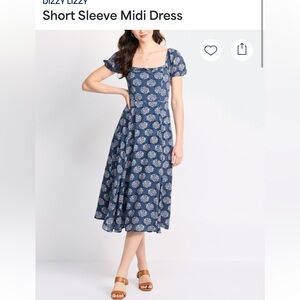 STITCH FIX Dizzy Navy Floral Midi Dress